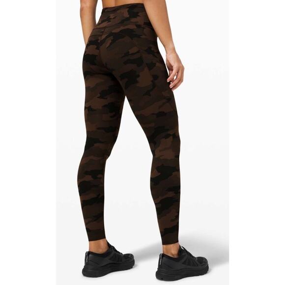Lululemon Camo Leggings Women’s 4 Brown Fast Free Tight 28" Full Length nulux - Picture 1 of 10
